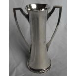 A Birmingham silver two-handled spill vase or trophy cup with flared rim and Greek-key design to