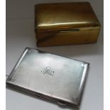 A Birmingham silver cigarette case with engine turned design by A.L. Davenport, 1938, 5.9 oz and a