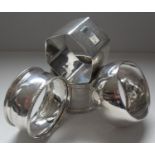 Four silver serviette rings, mixed dates, 3.2 oz approx