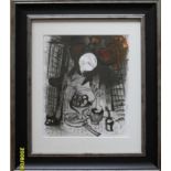 Marc Chagall, 'BROWN STILL LIFE' original lithograph 1957, framed, mounted and glazed 23 x19 cm,