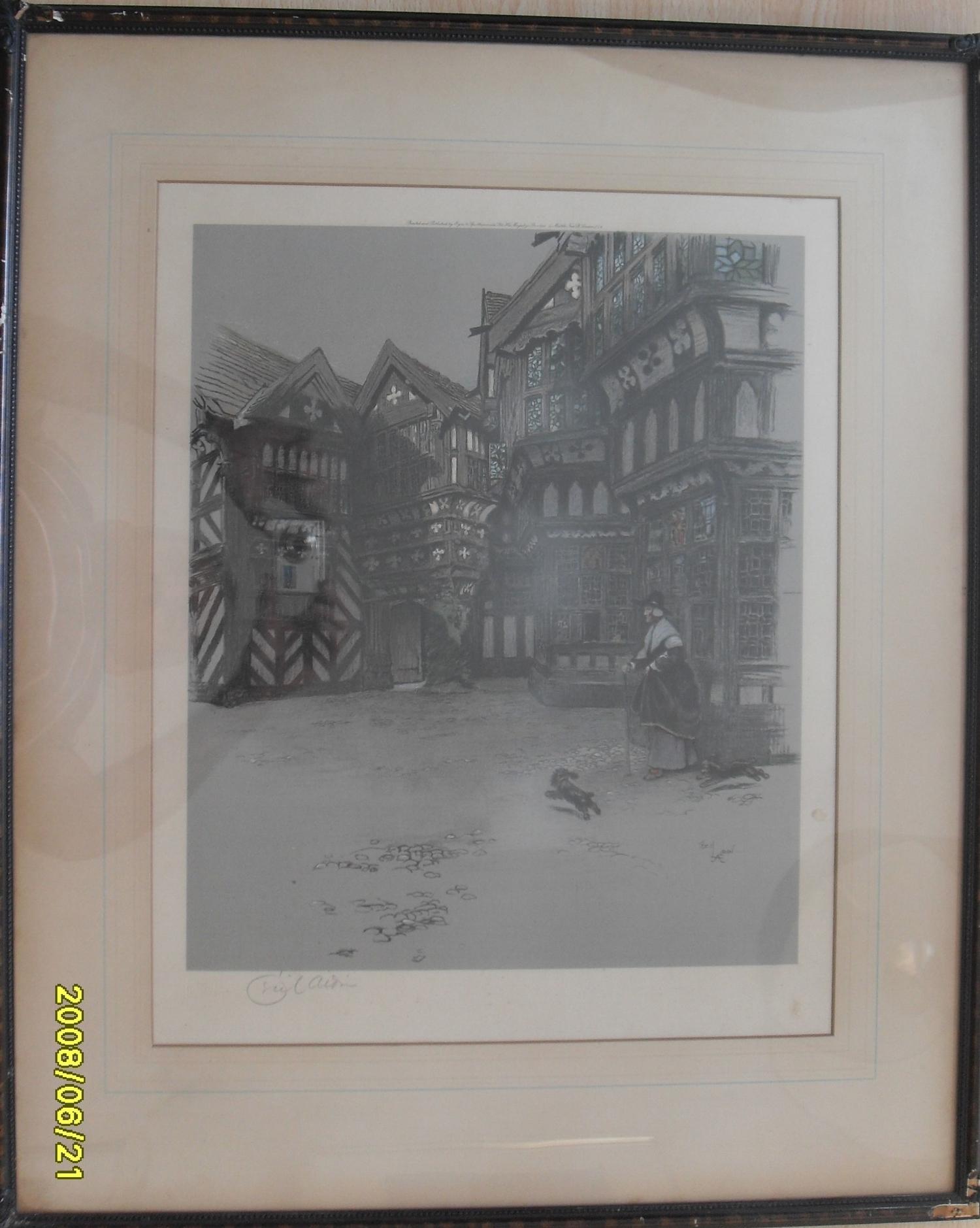 Cecil Aldin (1870-1935) Moreton Old Hall, artist's proof original colour etching, signed in pencil
