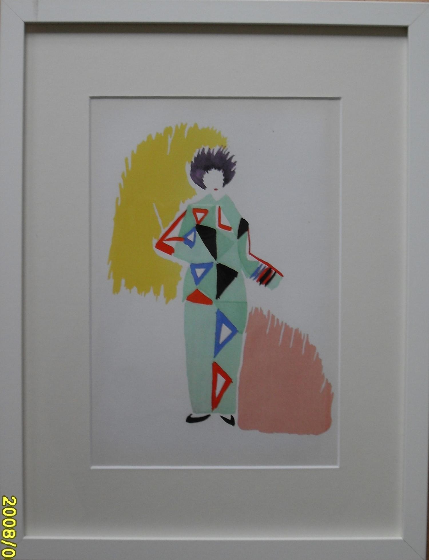 Sonia Delaunay (1885-1979), UNTITLED, fashion pochoir, limited edition 437/650 printed by Jacomet