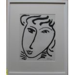Henri Matisse, 'PORTRAIT' heliogravure, framed, mounted and glazed 33 x 25 cm, signed in the