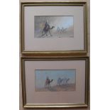 D H Pinder (British 1886 - 1949), a pair of watercolours, 'TRIBESMEN ON CAMELS' signed bottom right,