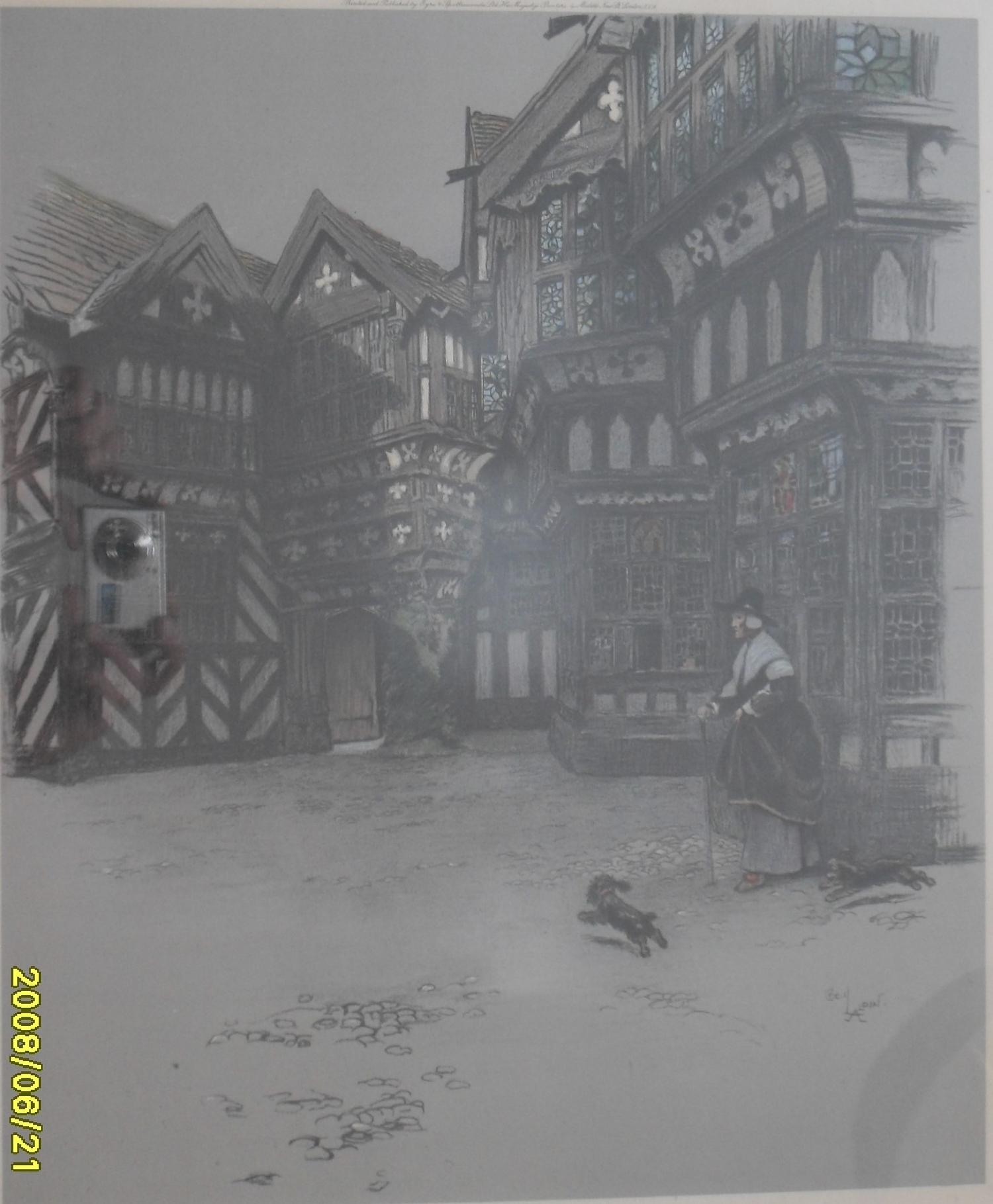 Cecil Aldin (1870-1935) Moreton Old Hall, artist's proof original colour etching, signed in pencil - Image 3 of 3
