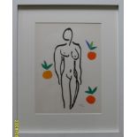 Henri Matisse, 'NUDE WITH ORANGES' original lithograph after Matisse's cut-outs 1954, framed mounted