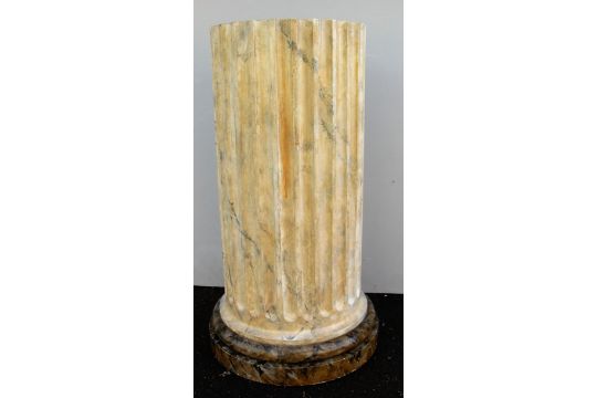 A painted fluted wooden column with marble-effect design on a stepped base, 75 cm H x 40 cm W at - Image 1 of 2