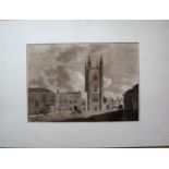 St. Lawrence's Church, Reading, aqua tint print, unframed, mounted, 24 x 34 cm with foxing to