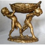 Charles Théodore Perron (1862-1934), a pair of gilt bronze spelter figural groups. Two putti