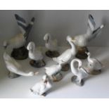 An assortment of ten Lladro and NAO figurines of various birds, ducks, geese, doves, etc., all