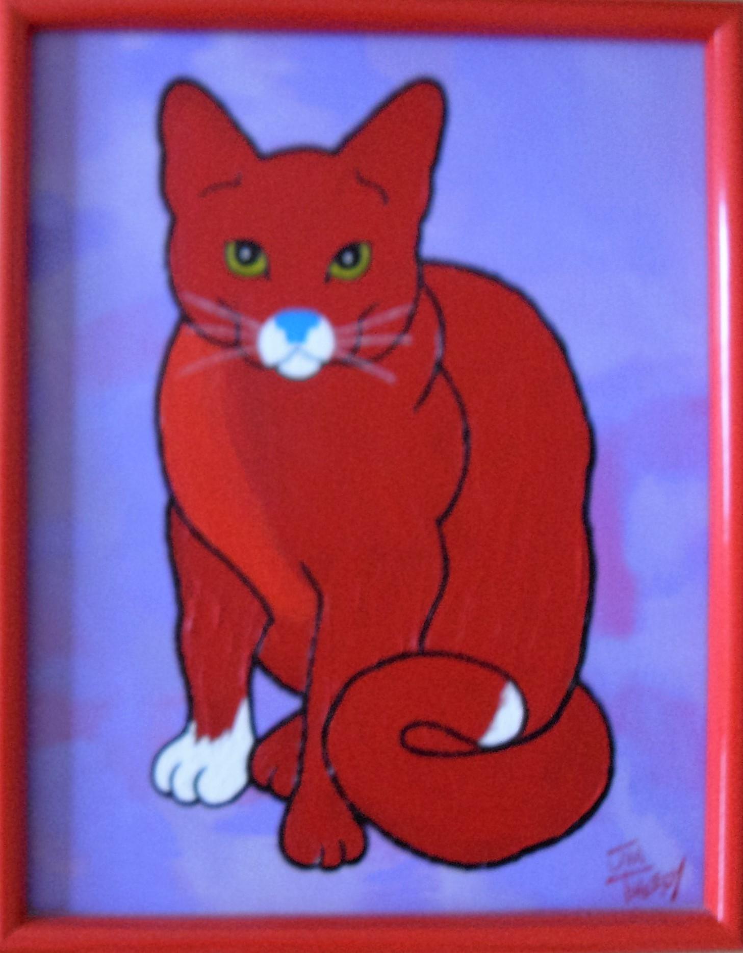 Jim Tweedy, 'PURPLE HAZE', acrylic on canvas, Red Cat series, framed, 35 x 27 cm, signed bottom