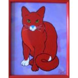 Jim Tweedy, 'PURPLE HAZE', acrylic on canvas, Red Cat series, framed, 35 x 27 cm, signed bottom