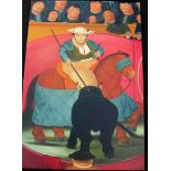 After Fernando Botero, 'PICADOR AND BULL', acrylic print on canvas, unframed, 94 x 65
