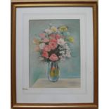 Lorenze, STILL LIFE OF FLOWERS, watercolour, a pair, framed and mounted, 40 x 30 cm