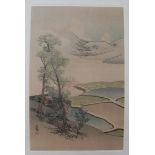 After Matsumura Goshun, 'LANDSCAPE', watercolour, ink and wash on paper, 20th century, unframed,