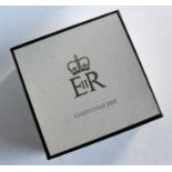 Boxed set of four circular silver plated coasters with Royal cypher to lid, original packaging and