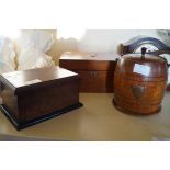 A mahogany jewellery box together with a further o