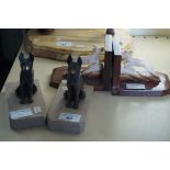 Two pairs of Art Deco bookends, one pair depicting