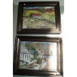 John Stephenson (20th century) - 'Street Scene' and 'Rural landscape', a pair of watercolours,