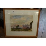 H B B (20th Century) watercolour depicting a landscape.