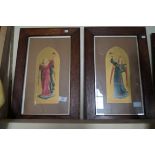 A set of three oak framed religious prints, each d