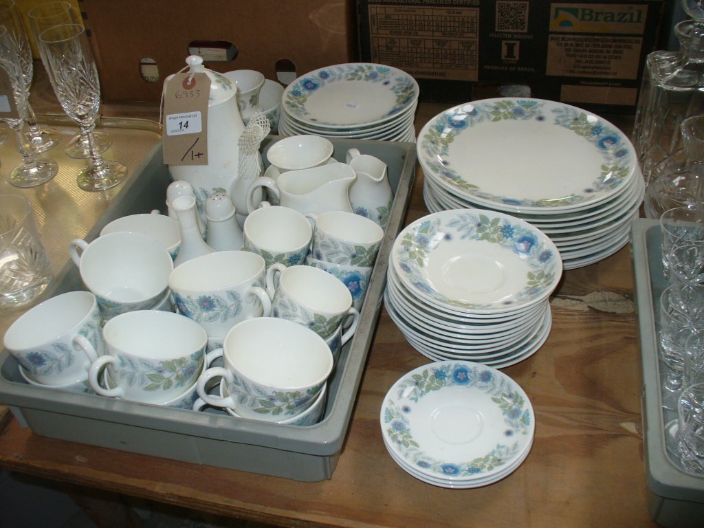 A Wedgwood " Clementine" tea and dinner service comprising coffee pot, cups, saucers,