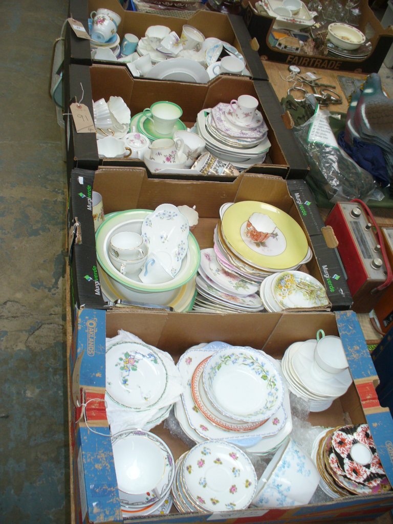 4 Boxes of assorted Shelley tea wares including floral pattern and art deco cups and saucers ,