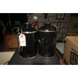 A Pair of vintage painted metal oil canisters.