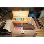 Box of sundry items including Dynameter , pipe siz