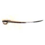 A French cavalry sword, mid 19th Century 89cm curved single edged single fullered blade,