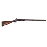A double barrelled 16 bore percussion cap shotgun, mid 19th Century 74cm barrels,