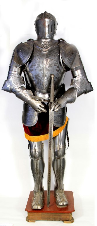 A complete suit of 16th Century style armour,