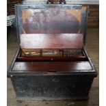 A good quality cabinetmaker/carpenters tool box late 19th Century The black painted box opens to