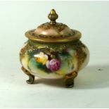 Hadley's Royal Worcester hand-painted pot pourri and cover Decorated with roses,