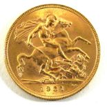 A George V gold sovereign South Africa Mint dated 1931