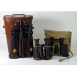 A collection of WWI and later military binoculars A pair of 7x CF41 Barr & Stroud binoculars with