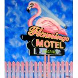 Janet Maud Rotenberg (Canadian, 1956-2007) - 'Flamingo Motel' Oil on canvas, signed,