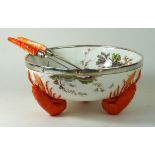 Wedgwood, late 19th century salad serving bowl and servers Having foliate decoration,
