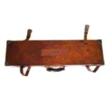 A leather covered shotgun case Baize lined interior with label for WC Carswell, gun maker,