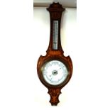 A late 19th/early 20th Century Aneroid barometer With separate thermometer mahogany case with