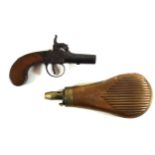 A percussion cap turn off barrel pocket pistol, mid 19th Century 5cm barrel,