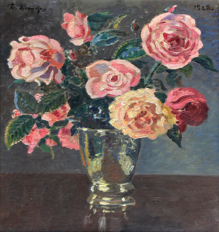 Danish School (early 20th Century) - 'Still life with vase of flowers' Oil on canvas,