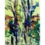 James Lawrence Isherwood (British, 1917-1989) - 'Trees, Kenilworth' Oil on board, signed,