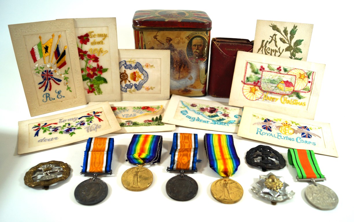 A collection of WWI medals Comprising pair awarded to 131561 driver F Beard of the Royal Artillery