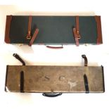 A modern canvas and leather covered shotgun case Baize lined interior to take 30 inch barrels,