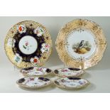 Six pieces of 19th century ceramics To include a Coalport cabinet plate,