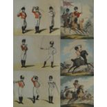 Thomas Rowlandson fencing cartoons dated 1798 Each coloured engraving depicting cavalry troopers at