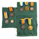 A collection of WWI medals Framed two British War medals awarded to 212718 S W Spedding of the RAF,