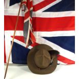 A British Boy Scouts campaign hat The hat band with three Boy Scouts badges to include one with an