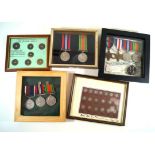 A collection of framed WWII medals Comprising long service and good conduct RAF medal awarded to